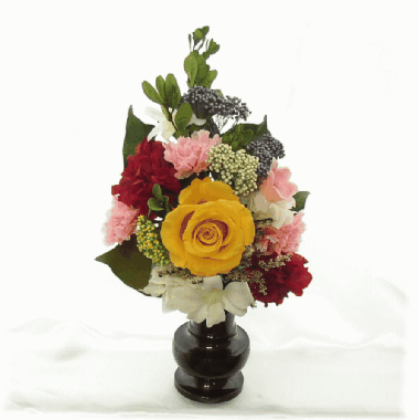 仏花 お仏壇神棚のお供えアレンジ雅-黄色いバラプリザーブドフラワー[PW]