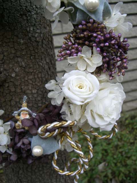 アジサイのプリプリ　クリスマスリース　プリザーブドフラワー[PW]