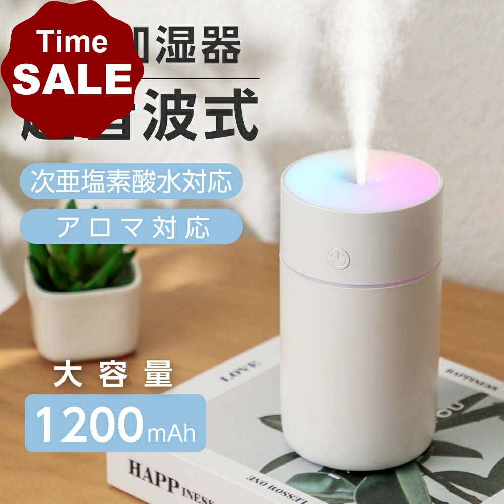 【SS数量限定50％OFFクーポン】加湿器 卓上 アロマ ミニ加湿器 軽量 USB充電式 透明タンク 230ml 静音 省エネ 乾燥対策 持ち運び コードレス 長時間連続加湿 コンパクト 卓上加湿器 車載 寝室 家庭 オフィス h-00012のサムネイル