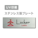 楽天サインビゴラスメール便対応〈ステンレス製〉【両面テープ付】【Ladies Locker プレート（長方形）】ステンレスドアプレートドアプレート W160mm×H40mm プレート看板×H40mm プレート看板