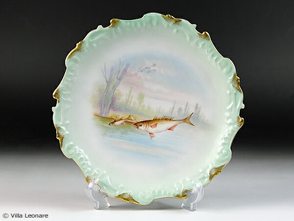 【リモージュ】エリートワークス　可愛い魚と風景　プレート（ランチョン） D