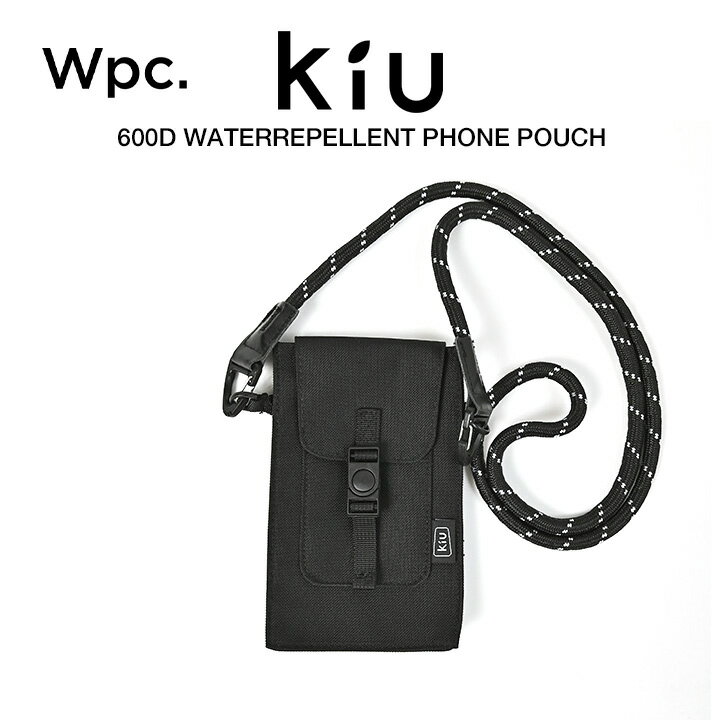 KiU Wpc スマホ フォンポーチ 首かけ 600D 無地 ブラック 撥水加工 マチあり Wpc. ワールドパーティー K350-900