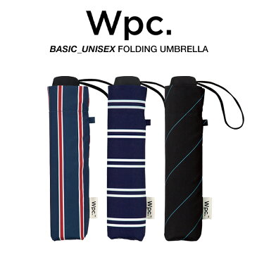 Wpc 折りたたみ傘 軽量 大きい58cm レディース メンズ 男女兼用傘 晴雨兼用傘 ボーダー柄 BASIC FOLDING UMBRELLA Wpc. ワールドパーティー MSM
