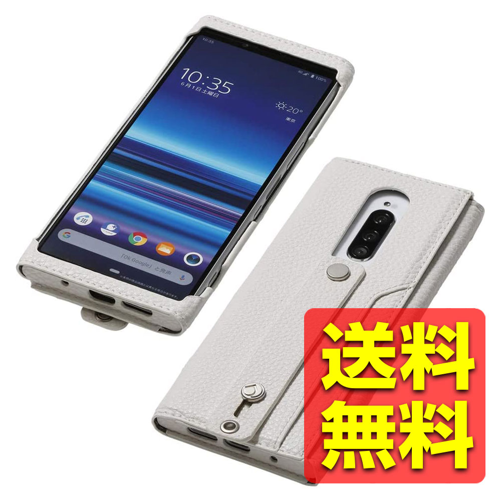 Xperia1 レザーケース カバー / SO-03L SOV40 Made for Xperia取得 clings SLIM HAND STRAP CASE / サイドセンス対応 ハンドストラップ カード入れポケット付き PUレザーケース SONY ソニー エクスペリア1 DCS-XP1PUALWH / Deff ディーフ 