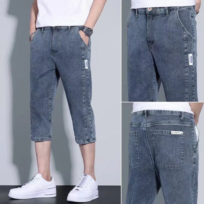 デニムパンツ 7分丈 メンズ ハーフパンツ メンズ ひざ下 クロップドパンツ ショー...
