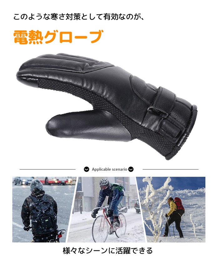 電熱グローブ 手袋 USB給電式 裏起毛 スマホ対応 ヒーターグローブ 温度調整可能 男女兼用 裏ボア 撥水加工 防寒対策 防風 冬 バイク 自転車 釣り 電熱手袋 ヒーター付き グローブ 洗濯可能