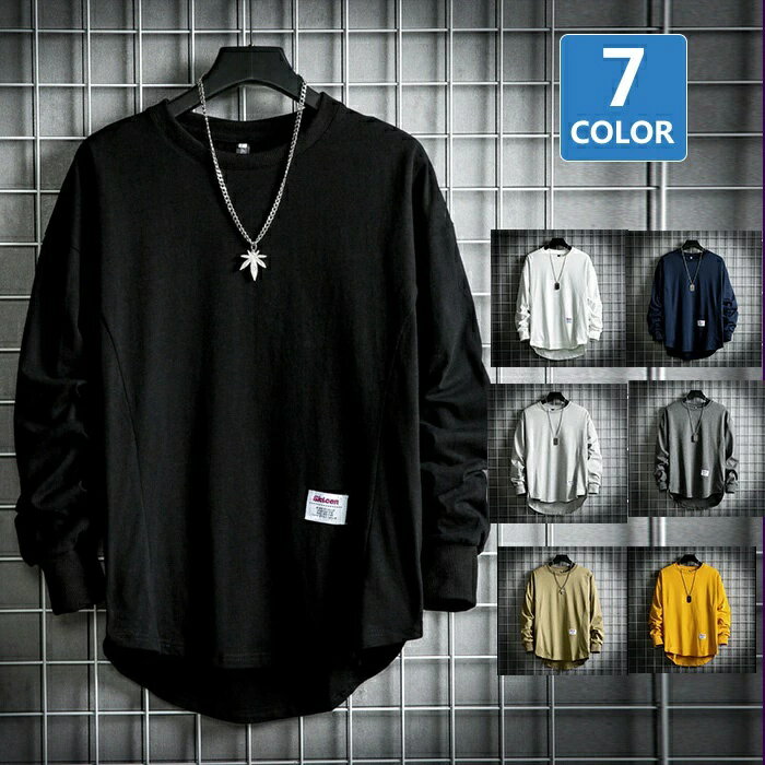 樂天商城 - Tシャツ メンズ 長袖 無地 ロンT ティーシャツ カットソー ファッション カジュアル ブラック 白 黒 秋 春