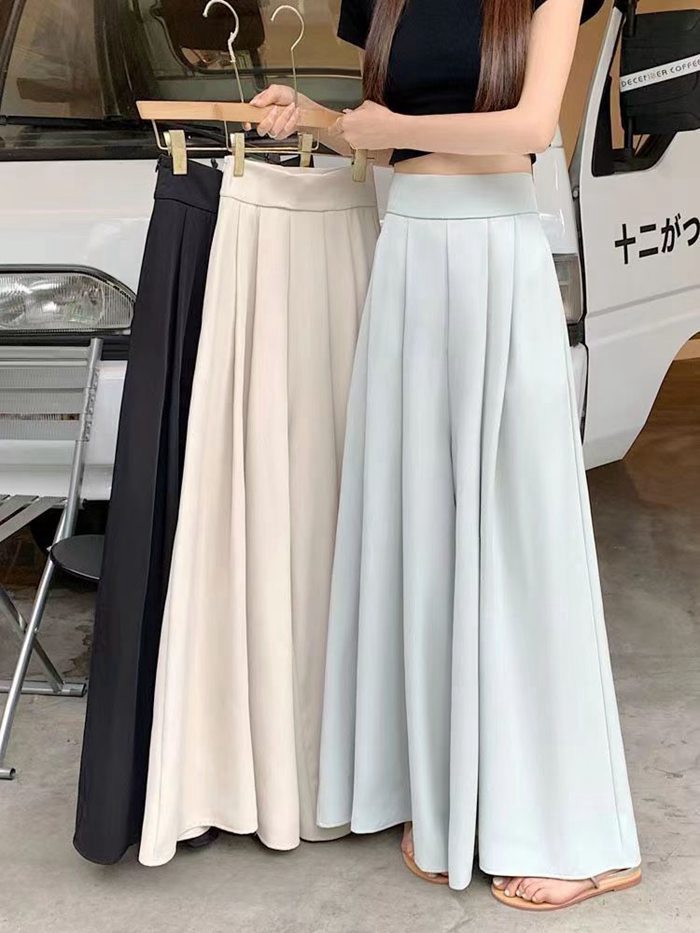 ワイドパンツ レディース スラックスパンツ プリーツ ロング丈 ガウチョパンツ ゆ...