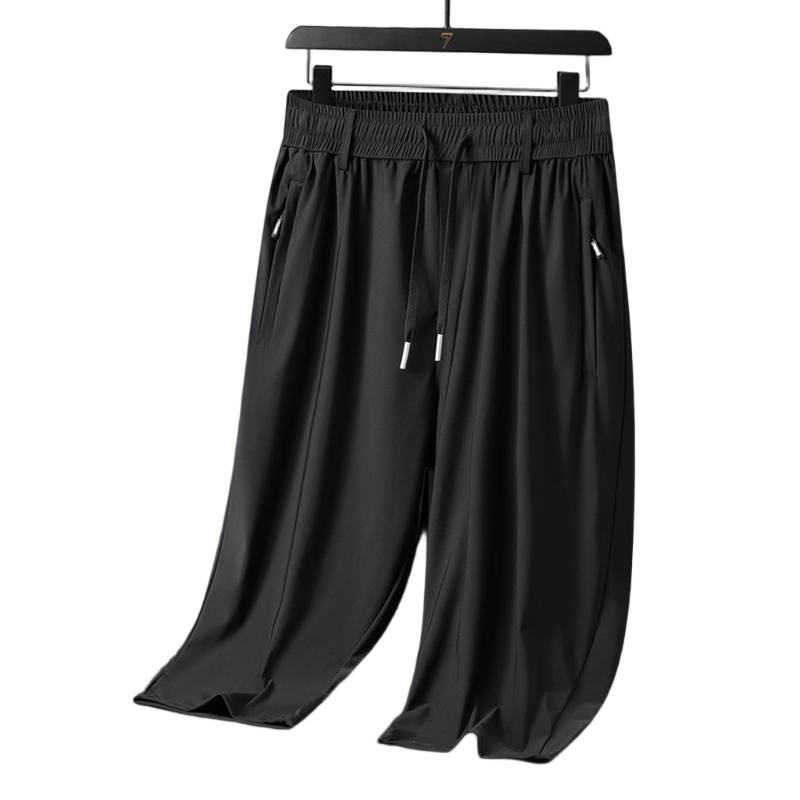 樂天商城 - クロップドパンツ メンズ レディース 7分丈 夏 接触冷感 ひんやり アイスシルク 速乾 蒸れない ストレッチ 伸縮性 抜群 無地 ウエストゴム 大きいサイズ ゆったり ペアルック カップル 男女兼用 部屋着 運動着 外出着 おしゃれ スポーツ カジュアル