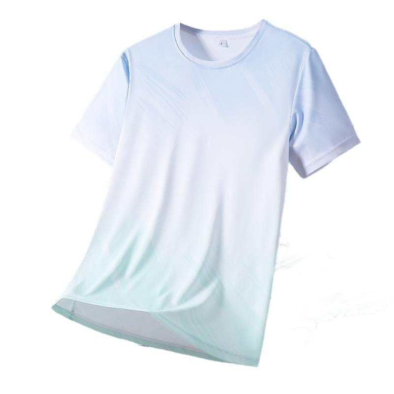 樂天商城 - Tシャツ メンズ 半袖 夏 レディース 接触冷感 グラデーション アイスシルク 速乾 蒸れない クルーネック ストレッチ 伸縮性 抜群 トップス カットソー 大きいサイズ ゆったり 運動着 ランニング ジム 部屋着 おしゃれ カジュアル 男女兼用 ユニセックス