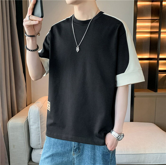 樂天商城 - Tシャツ メンズ 半袖 カットソー 夏 新作 ストリート系 ロゴ プリント 丸首 クルーネック インナー 大きいサイズ ゆったり 高校生 大学生 ジュニア 通学 おしゃれ カジュアル ファッション