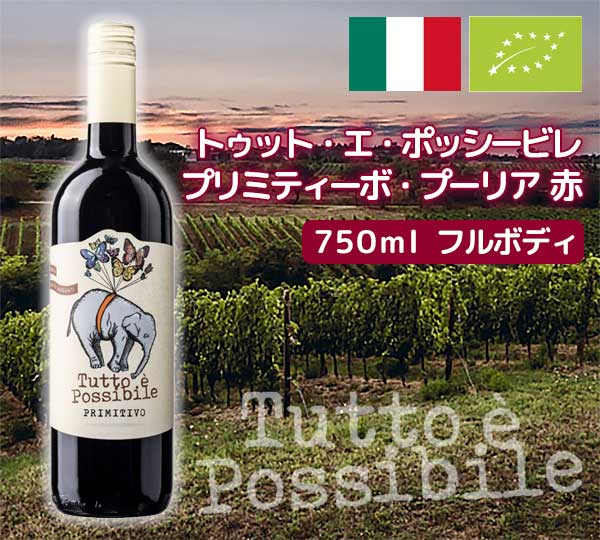 【オーガニック ビオ】トゥット エ ポッシービレ プリミティーボ・プーリア 2021～ 赤 フルボディ 750ml イタリア