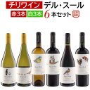 チリお買い得日常ワイン デル・スール6本セット赤3本・白3本 【送料無料】【ワインセット】
