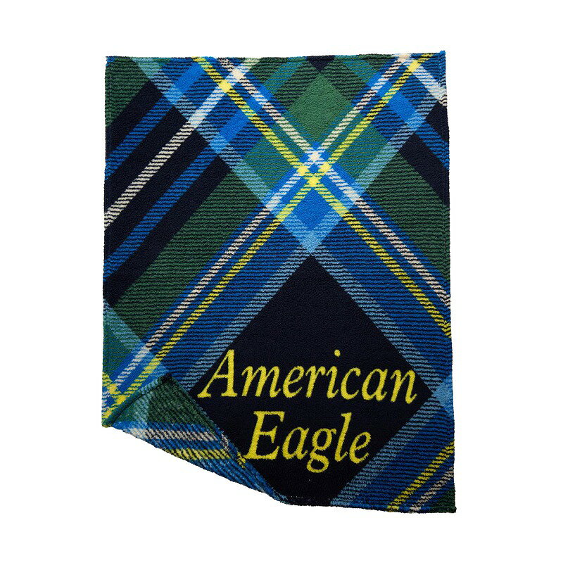 Cotton Blankets - アメリカンイーグル AMERICAN EAGLE シェルパ ブランケット Holiday Blanket ネイビー グリーン イエロー