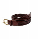 ジェイクルー J.Crew メンズ Men's イタリアンレザー使用 編み込みストレッチベルト Woven Elasticated Italian Leather Belt ダークウォールナット