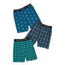 アメリカンイーグル AMERICAN EAGLE メンズ Men 039 s トランクス 下着 3枚セット AEO Printed Stretch Boxer Short 3-Pack ブルー系 グリーン系