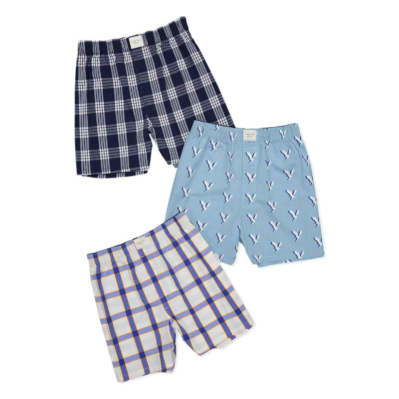 アメリカンイーグル AMERICAN EAGLE メンズ Men's トランクス 下着 3枚セット AEO Stretch Boxer Short Multipack ネイビー ライトブルー ホワイト