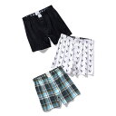 アメリカンイーグル AMERICAN EAGLE メンズ Men 039 s トランクス 下着 3枚セット AEO Stretch Boxer Short 3-Pack ブラック ホワイト(イーグル柄) マルチカラー(チェック柄)