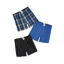 アメリカンイーグル AMERICAN EAGLE メンズ Men 039 s トランクス 下着 3枚セット AEO Stretch Boxer Short 3-Pack ブルー ブラック チェック