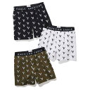 アメリカンイーグル AMERICAN EAGLE メンズ Men 039 s トランクス 下着 3枚セット AEO Eagles Stretch Boxer Short 3-Pack ブラック ホワイト オリーブ イーグル柄