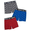 アメリカンイーグル AMERICAN EAGLE メンズ Men 039 s トランクス 下着 3枚セット AEO Ultra Soft Boxer Short 3-Pack ブラック ブルー レッド イーグル柄