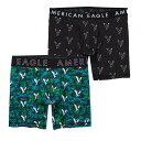 アメリカンイーグル AMERICAN EAGLE メンズ Men 039 s ボクサーパンツ 下着 2枚セット AEO Eagle 6 Classic Boxer Brief 2-Pack ブラック グリーン