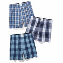 アメリカンイーグル AMERICAN EAGLE メンズ Men's トランクス 下着 3枚セット AEO Stretch Boxer Short 3-Pack ブルー系 チェック柄(4)