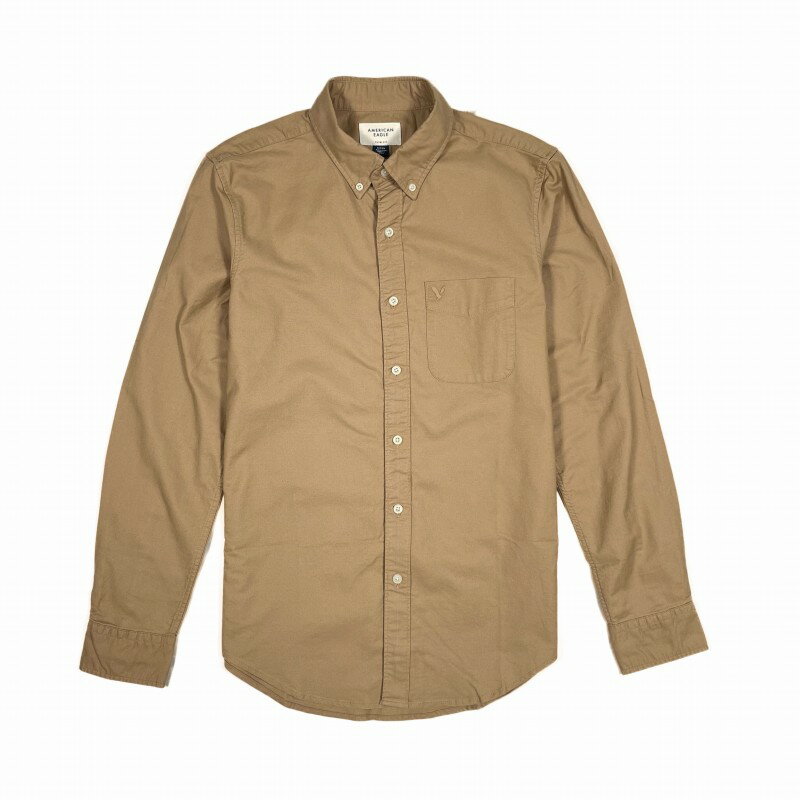 アメリカン・イーグル・アウトフィッターズ アメリカンイーグル AMERICAN EAGLE メンズ Men's スリムフィット 長袖 オックスフォード シャツ AE Slim Fit Oxford Button-Up Shirt ビンテージカーキ ベージュ系