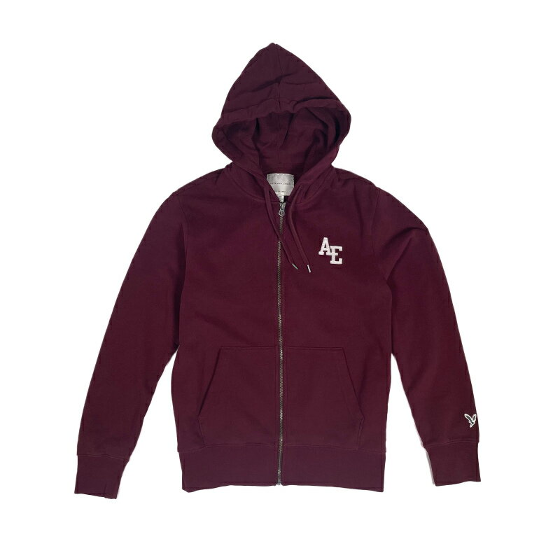 アメリカンイーグル AMERICAN EAGLE メンズ Men 039 s パーカー フーディ ジップアップ AE Fleece Graphic Zip-Up Hoodie あずき色 Maroon