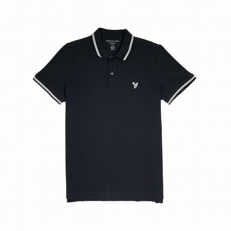 ꥫ󥤡 AMERICAN EAGLE  Men's եå ݥ AE Slim Fit Pique Polo Shirt ֥å Black