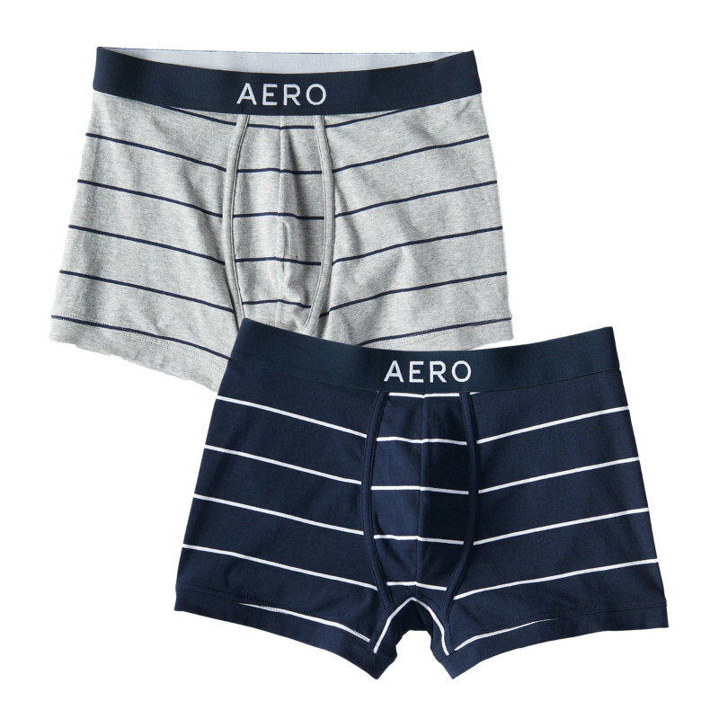 Other - エアロポステール AEROPOSTALE メンズ Men's ボクサーパンツ 2枚セットThin Stripe Knit Trunks ネイビー ライトグレー ストライプ