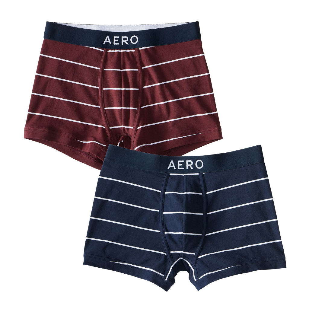 エアロポステール AEROPOSTALE メンズ Men's ボクサーパンツ 2枚セットThin Stripe Knit Trunks ネイビー ワインレッド ストライプ