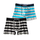 エアロポステール AEROPOSTALE メンズ Men 039 s ボクサーパンツ 2枚セット Rugby Stripe Knit Boxer Briefs ブラック ライトブルー グレー