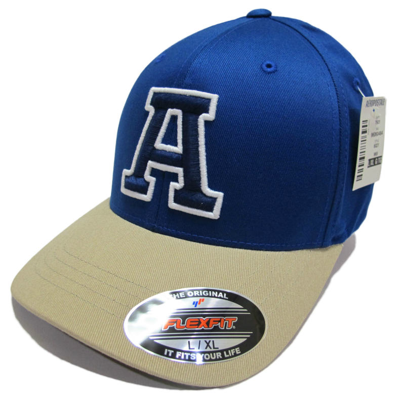 返品不可(エアロポステール)AEROPOSTALE キャップ Embroidered "A" Fitted Hat ブルー Blue