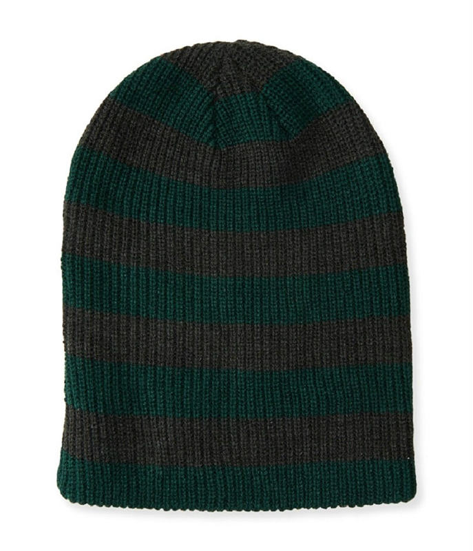 返品不可(エアロポステール)AEROPOSTALE ニット帽 ビーニー Striped Beanie グリーン Green