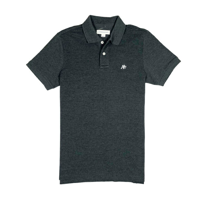 エアロポステール AEROPOSTALE メンズ Men s 半袖 ピケ ポロシャツ A87 Logo Pique Polo チャコールヘザーグレー