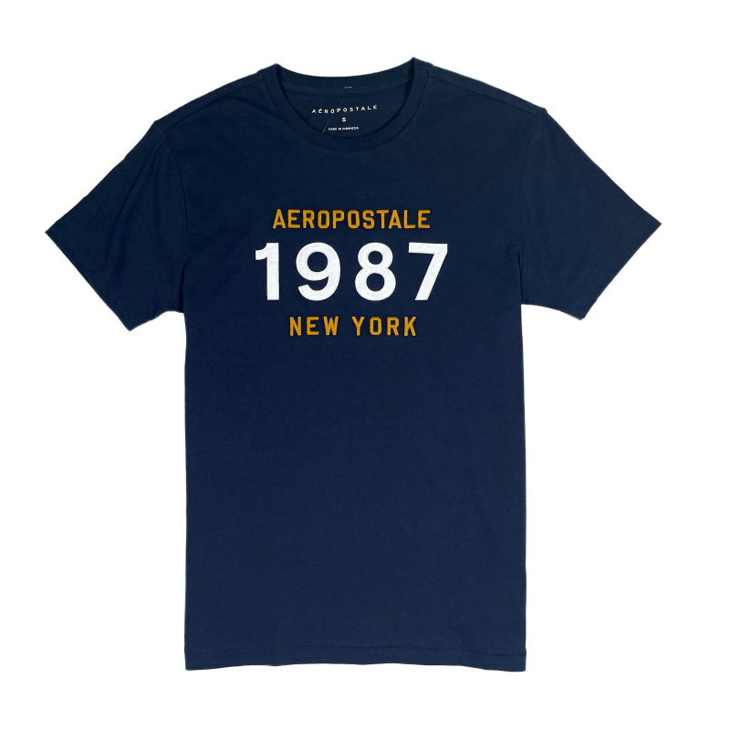 エアロポステール AEROPOSTALE メンズ Men's 半袖 Tシャツ Aeropostale 1987 Appliqu? Graphic Tee ネイビー