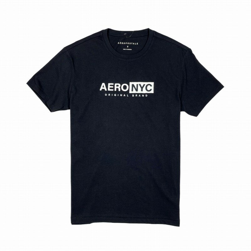 楽天ビナアウトフィッターズ楽天市場店エアロポステール AEROPOSTALE メンズ Men's 半袖 Tシャツ Aero NYC Box Logo Appliqu? Graphic Tee ブラック Black