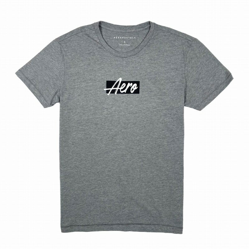 エアロポステール AEROPOSTALE メンズ Men's 半袖 Tシャツ Aero Script Box Logo Graphic Tee ミディアムヘザーグレー