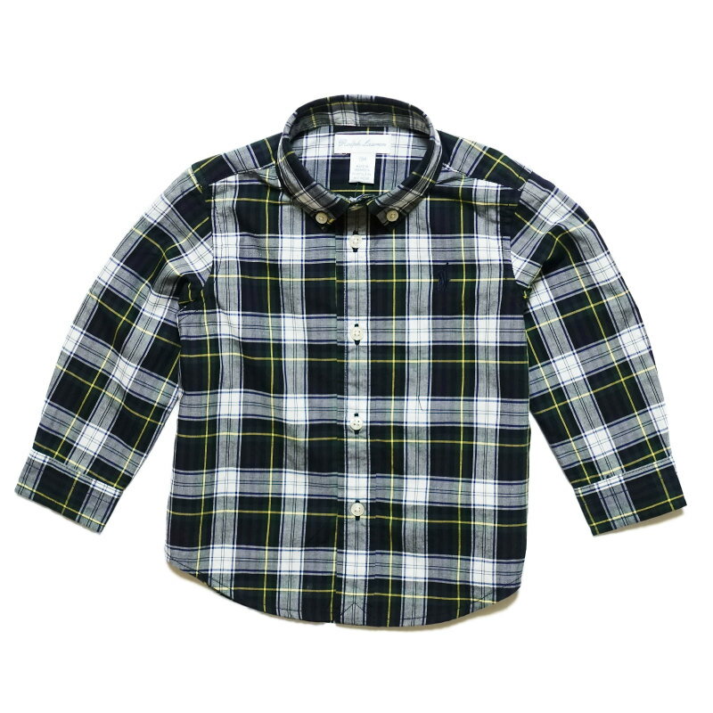 ե RALPH LAUREN ٥ӡ ˤλ Ĺµ  Plaid Cotton Poplin Shirt ꡼  ޥ Green Yellow Multi