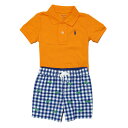 ラルフローレン　ベビー服 ラルフローレン RALPH LAUREN ポロシャツ ショートパンツセット Cotton Polo & Poplin Short Set オレンジ Resort Orange