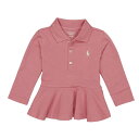 ラルフローレン RALPH LAUREN ベビー 女の子 長袖 ポロシャツ Long-Sleeve Peplum Polo ラグビー ピンク Rugby Pink