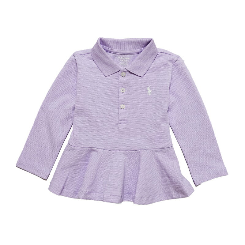 ラルフローレン RALPH LAUREN ベビー 女の子 長袖 ポロシャツ Peplum Piqu? Polo Shirt フレンチ ライラック French Lilac