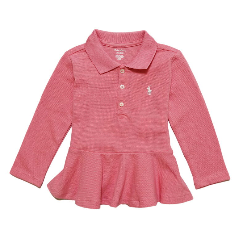 ラルフローレン　ベビー服 ラルフローレン RALPH LAUREN ベビー 女の子 長袖 ポロシャツ Peplum Piqu? Polo Shirt ドルチェ ピンク Dolce Pink