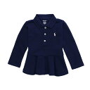 ラルフローレン RALPH LAUREN ベビー 女の子 長袖 ポロシャツ Peplum Piqu? Polo Shirt フレンチ ネイビー French Navy