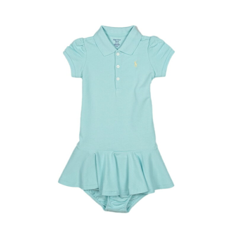 ラルフローレン RALPH LAUREN ベビー 女の子 半袖 ポロシャツ ドレス ブルマー Piqu? Polo Dress&Bloomer アイランド アクア Island Aqua