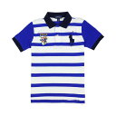 ポロ ラルフローレン POLO RALPH LAUREN ボーイズ Boys 半袖 ポロシャツ ビッグポニー Big Pony Striped Cotton Mesh Polo Shirt ブルー