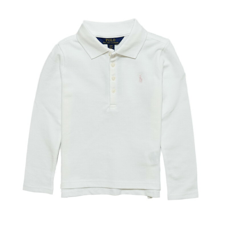 ポロ ラルフローレン POLO RALPH LAUREN ガールズ Girls 長袖 ポロシャツ Stretch Cotton Mesh Polo Shirt ホワイト White