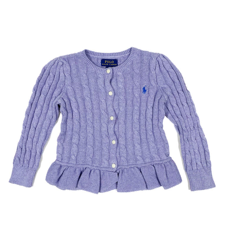 ポロラルフローレン POLO RALPH LAUREN ガールズ 女の子 カーディガン Cable Cotton Peplum Cardigan パープル Purple