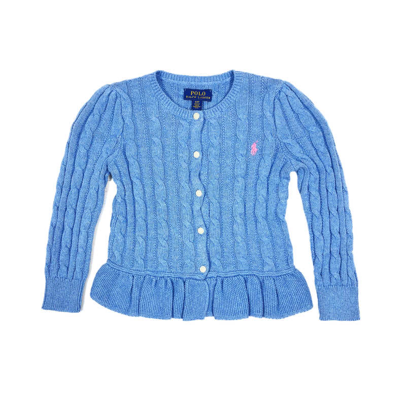 ポロラルフローレン POLO RALPH LAUREN ガールズ 女の子 カーディガン Cable Cotton Peplum Cardigan ブルー Blue